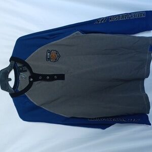 Harley Davidson Mens Medium 115th Anniversary Long Sleeve Colorblock  Henley